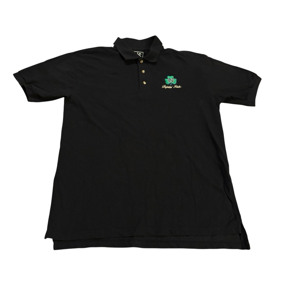 Black Men's Polo Shirt with Green Embroidered Logo
